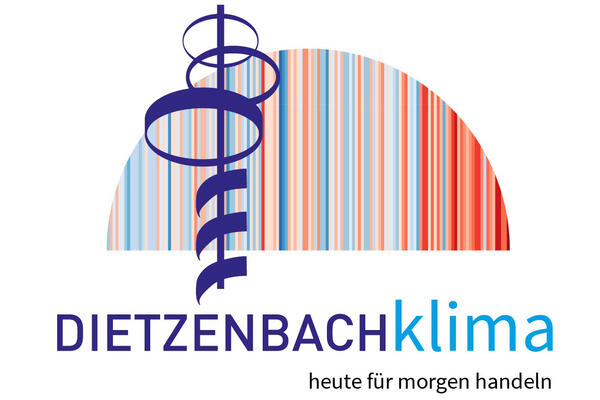 Bild vergrößern: Logo fr Klimaschutz in Dietzenbach, bestehend aus Klimastreifen und Aussichtsturm.